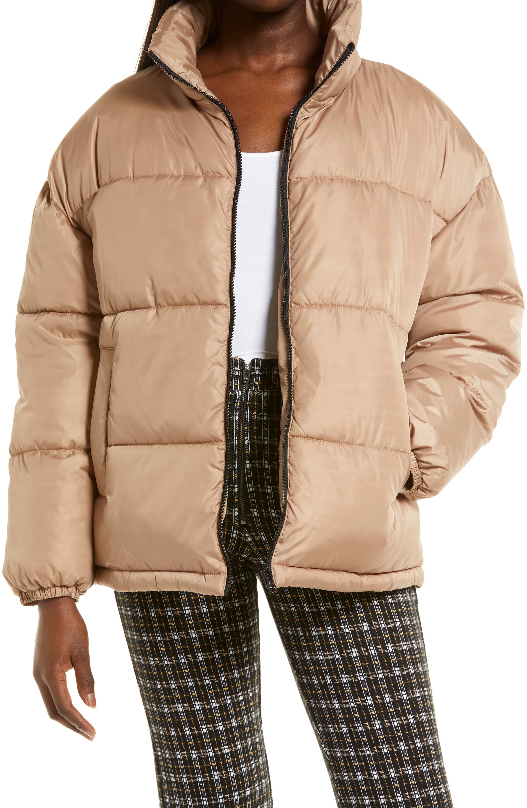 BP. Oversized Puffer Jacket in Tan Amphora , Size Small