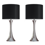 Lenuxe 24-Inch Contemporary Metal Table Lamp Set in Polished Nickel