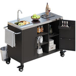 K&K 55.5" Outdoor Kitchen Island with Sink