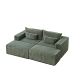 87' Oversized Sectional Lounge Chaise with Plush Corduroy Fabric
