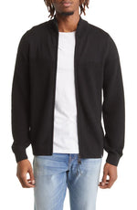 Brax Jake Zip-Up Sweater Jacket in Black  Size 52