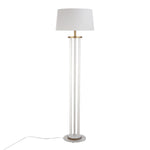 Rope Contemporary Floor Lamp in Natural Wood, White Metal, and Rope Accent