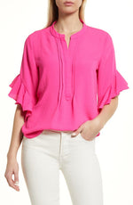 Vince Camuto Hot Pink Ruffle Sleeve Blouse - Large