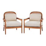 Elliston Rattan Backrest Solid Wood Accent Chair with Cushions - Set of 2