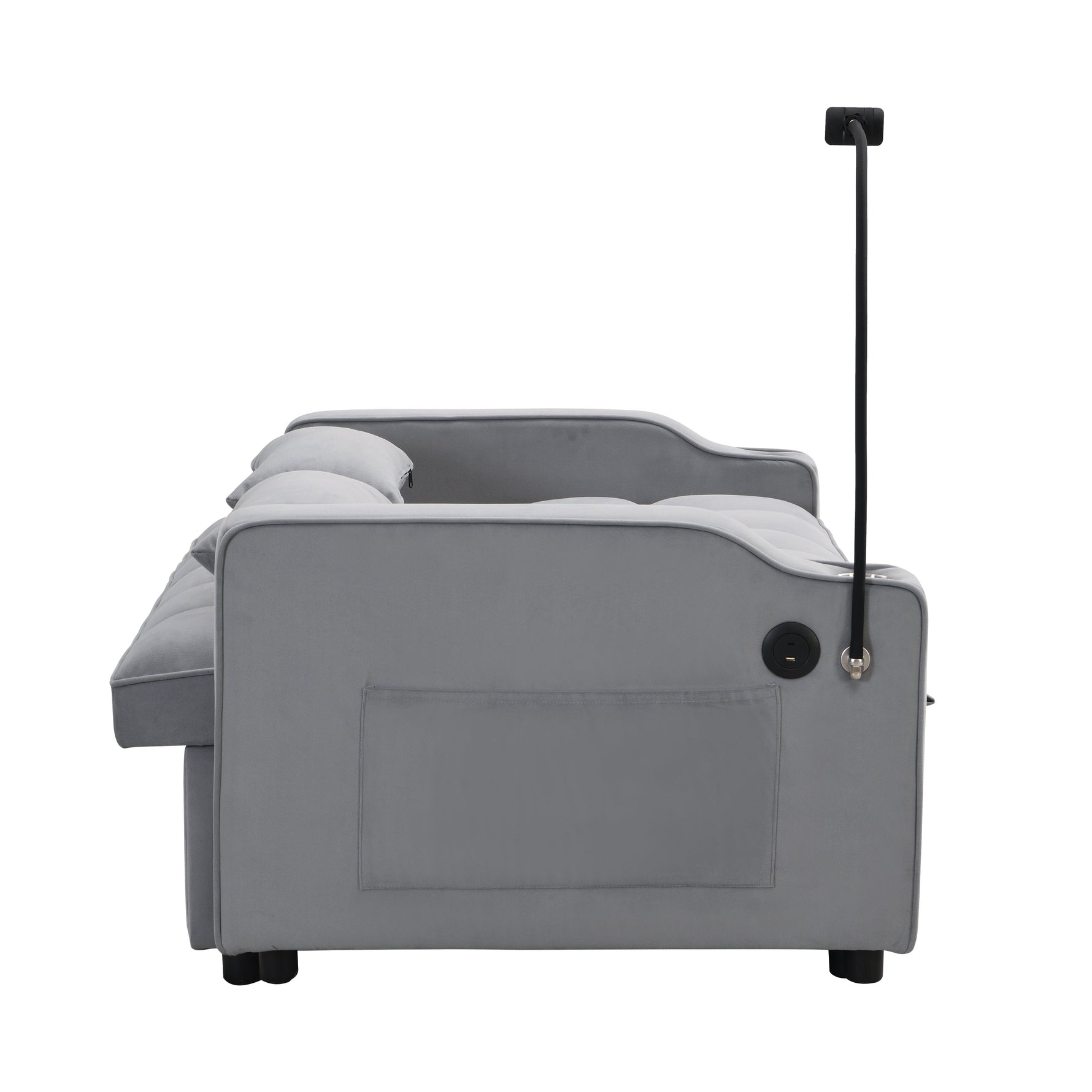Modern Velvet Loveseat Futon Sofa Couch with Pullout Bed