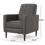 Macedonia Mid Century Modern Button Tufted Fabric Recliner - Slate