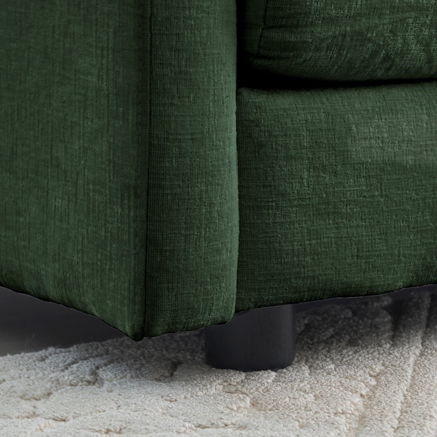 Mid-Century Modern 3-Seater Sofa with Green Chenille Upholstery