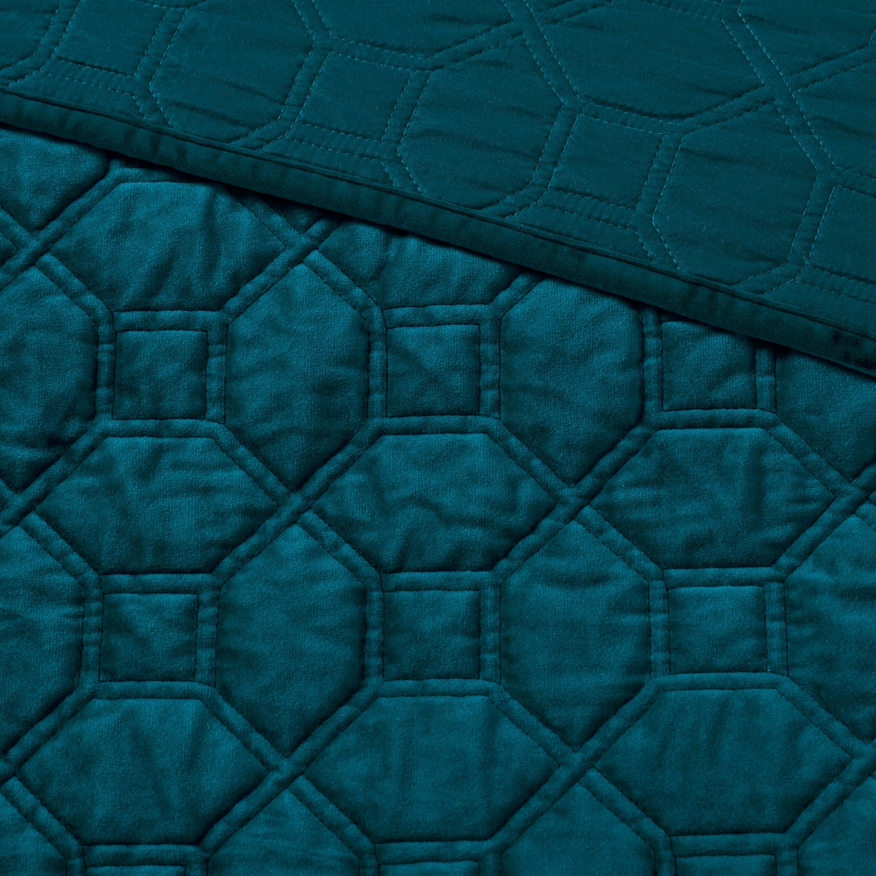 3 Piece Velvet Quilt Set Teal Full/Queen