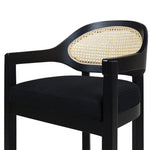 Americana Mid-Century Modern 30.5' Cane Back Bar Stool, Jet Black