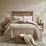 7 Piece Faux Suede Comforter Set Tan California King