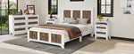4-Pieces Bedroom Sets, Queen Size Farmhouse Platform Bed with Storage