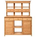 TOPMAX 65.7'' Tall Garden Potting Bench Table with Hutch