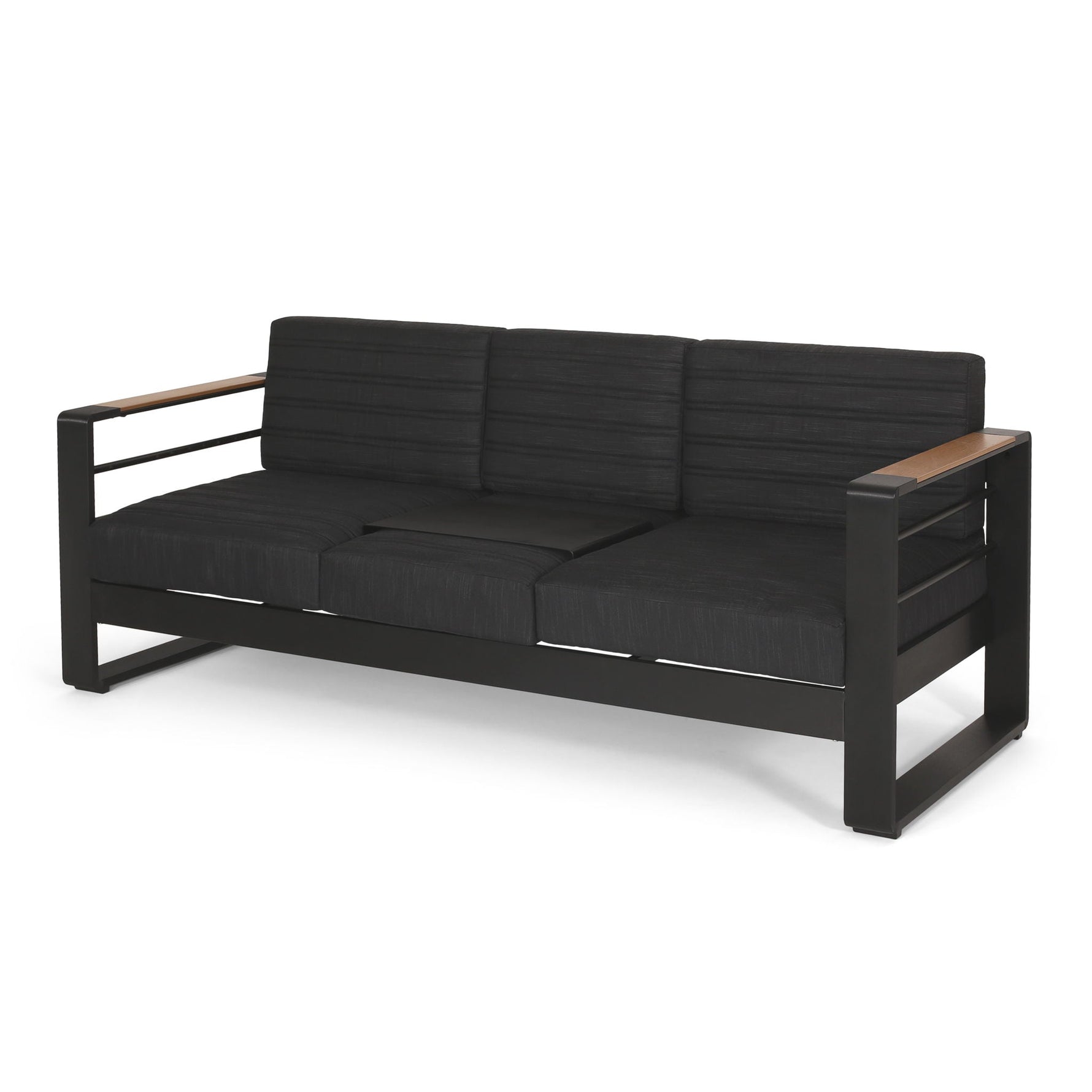 Giovanna 3 Seater Sofa With Aluminum Frame And Water Repellence Cushions - Black