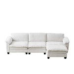 Living Room Sofa Luxury Couch with Ottoman in Soft Chenille Beige
