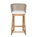 Outdoor Acacia Wood Bar Stools with Cushions (Set of 4)