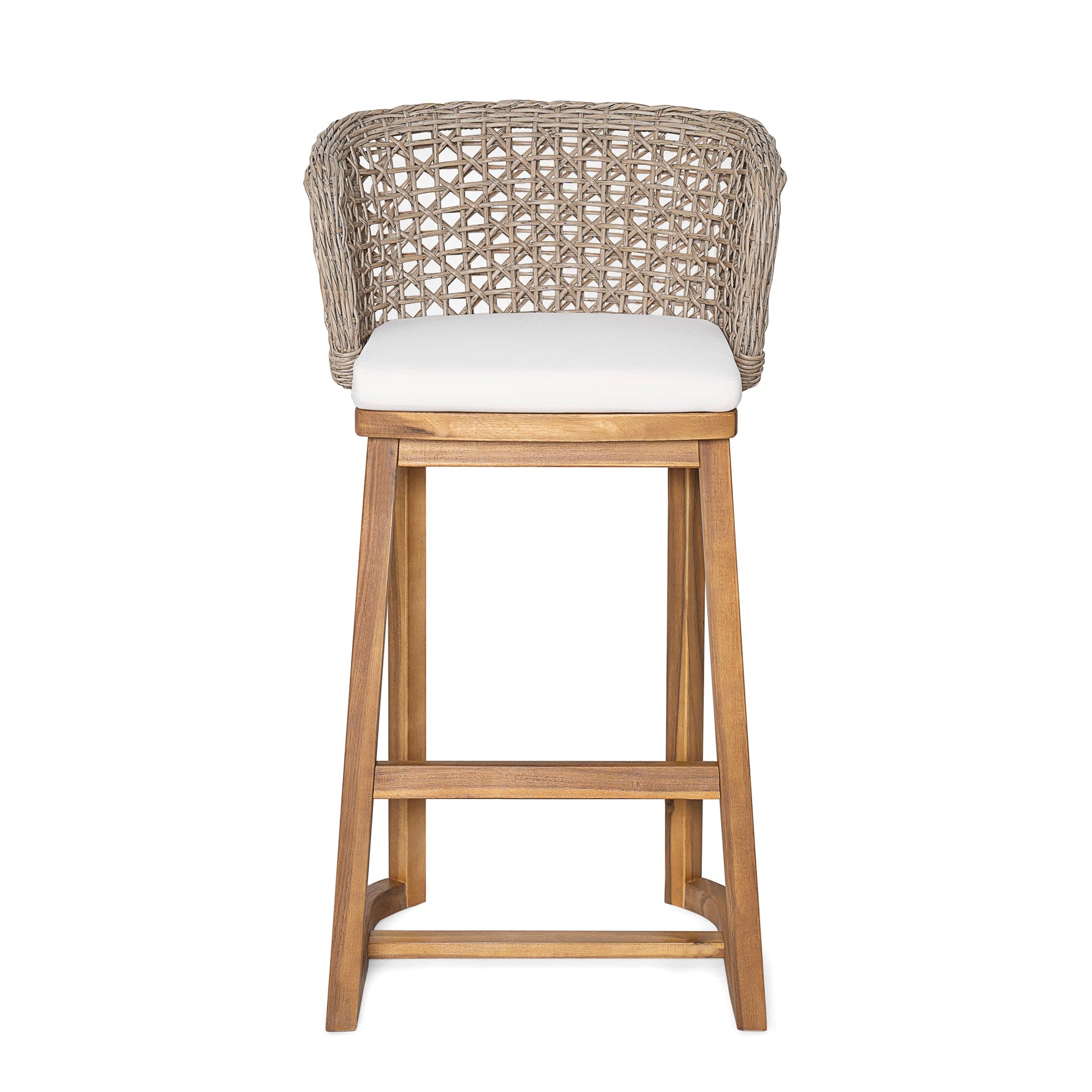 Outdoor Acacia Wood Bar Stools with Cushions (Set of 4)