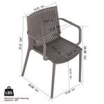 4 Piece Stackable Single Chairs With Vertical Stripe Design For All Weather