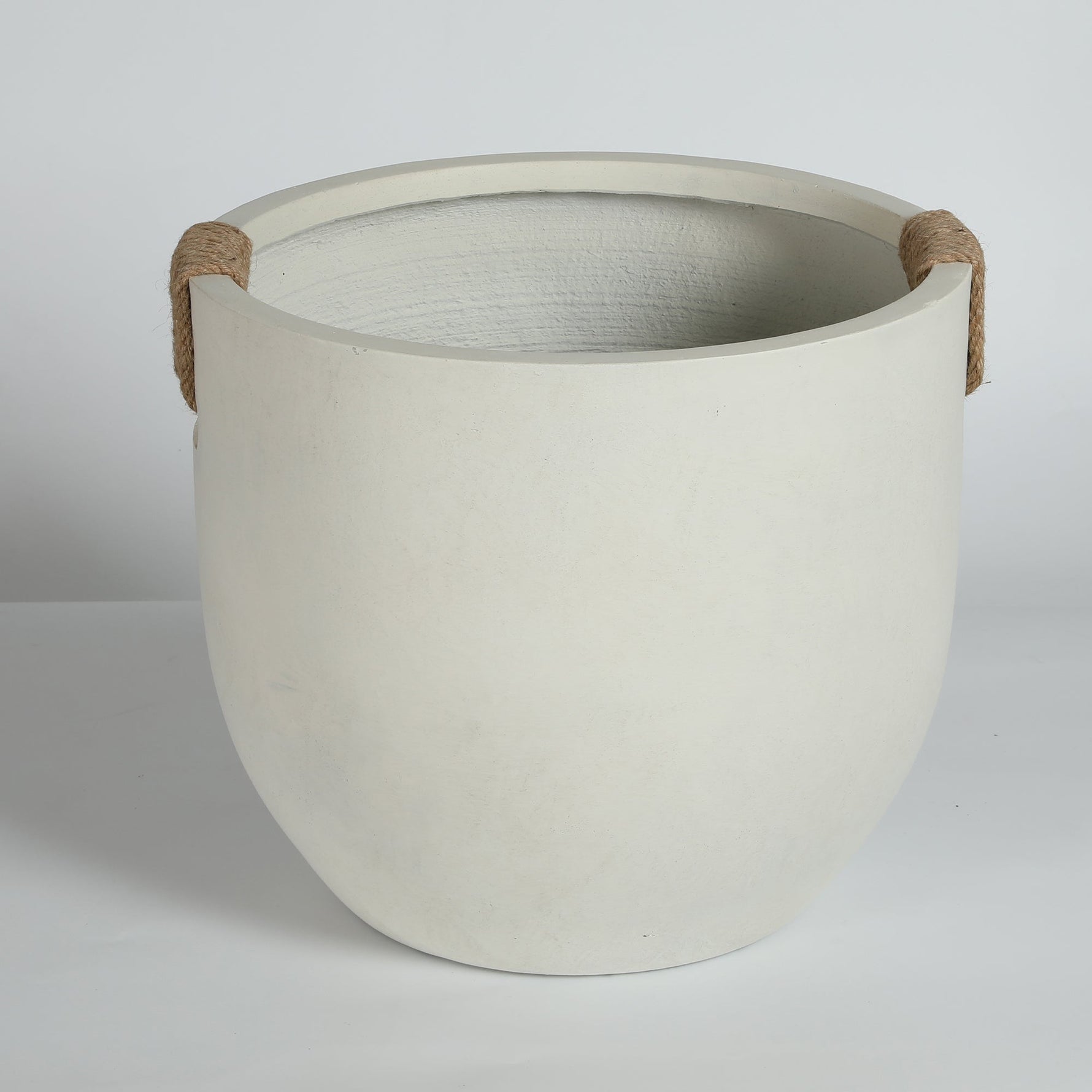 Round Concrete Planter Set of 2, Large Handmade Off White Pots