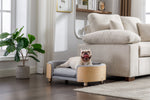 Scandinavian Style Elevated Dog Bed Pet Sofa Velvet Cushion Mid Size Light Grey