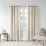 Plaid Rod Pocket and Back Tab Curtain Panel with Fleece Lining Natural 50x84"