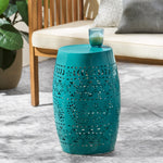 12' Outdoor Lace-Cut Side Table, Teal