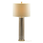 16x16x35 Gold Mirrored Glass Table Lamp with White Fabric Shade