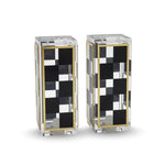 Checkered Salt and Pepper Shakers Set, Black White Square Design with 3 & 5 Holes