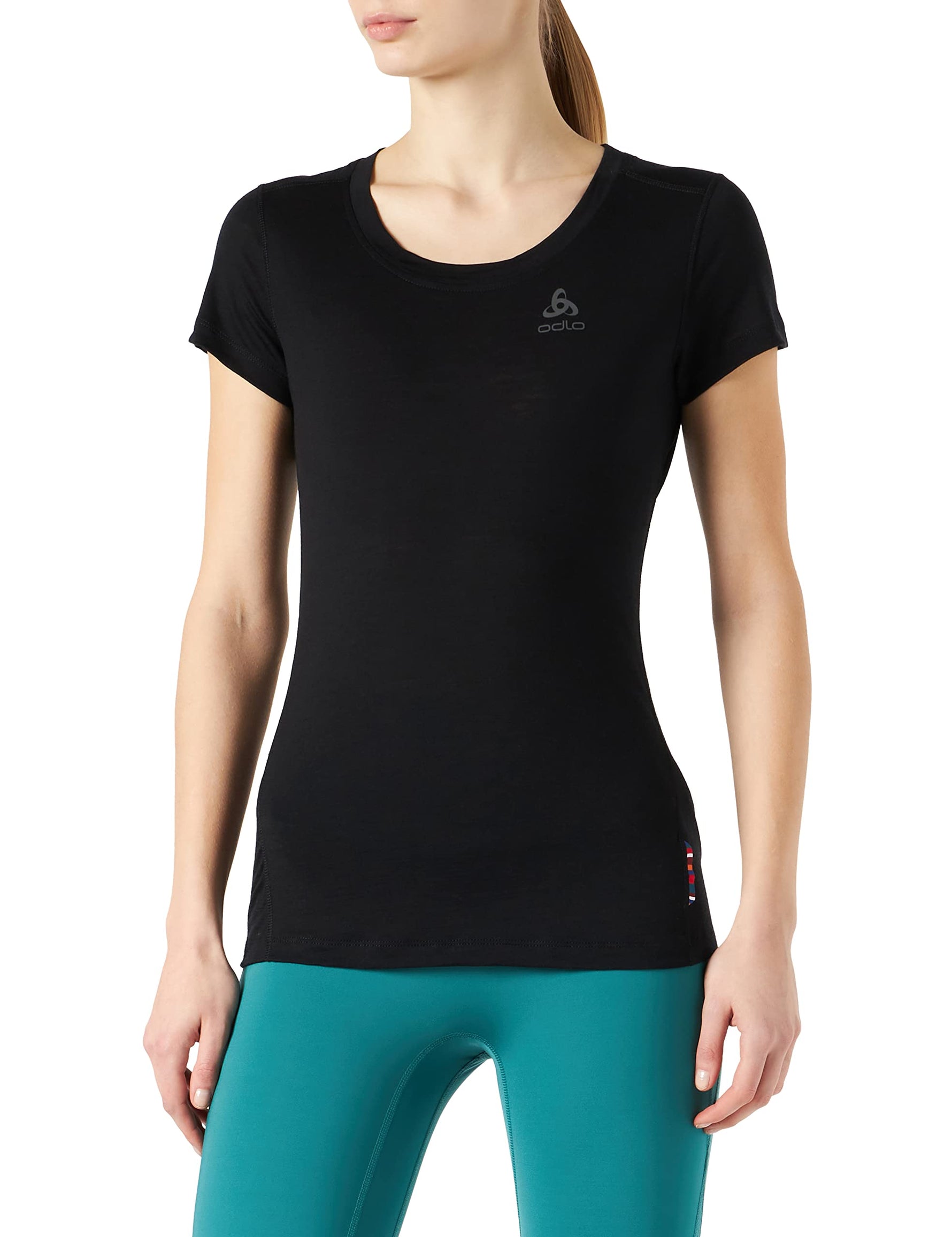 Odlo Women's Merino Crew Neck Short Sleeve Top - Black, Small