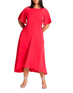 ELOQUII Women's Plus Size Seam Detail Relaxed Midi Dress - 18, Berry