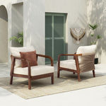 Outdoor Lounge Chair With Woven Backrest and Solid Wood Frame