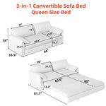 Pull Out 3-in-1 Convertible Sleeper Sofa With Side Storage