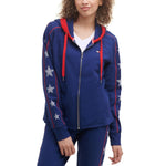 Tommy Hilfiger Sport Womens Star Printed Zip Front Hoodie Navy S