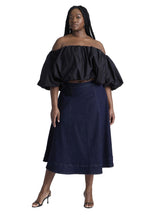 ELOQUII Women's Plus Size Denim A Line Skirt - 20, True Dark Rinse Denim