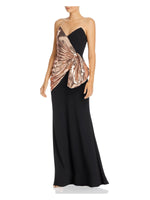 Jill Jill Stuart Women's Strapless Sequin & Crepe Bow Front Gown Pink Size 6