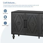 Carved Flower Door Large Storage Cabinet with Metal Handle
