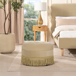 Yolanda 24" Round Upholstered Accent Ottoman in Fawn Brown Velvet