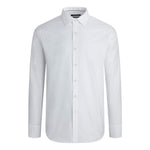 Bugatchi Men's Long Sleeve Point Collar Shaped Woven, White
