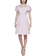 Calvin Klein Womens Cotton Clip Dot Fit & Flare Dress Pink 12