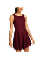 Speechless Womens Lace Sleeveless Fit & Flare Dress Purple 3