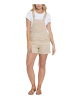 Seven7 Womens Juniors Side Button Adjustable Straps Shortalls Beige M