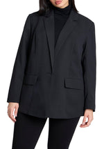 ELOQUII Women's Plus Size The Fluid Crepe Longline Blazer - 24, Black Onyx