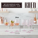 Khen Acrylic Lucia Stemmed Goblets -  Set of 6 | 14oz | Lilac