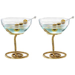 Snake Serpent Cocktail Glasses - 2 Set Gold Design Unique Reptile Inspired Barware