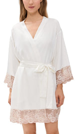 Flora Nikrooz Women's Rosa Charmeuse Kimono, Ivory, M