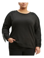 Levi's Womens Plus Reese Fringe Crew Neck Sweatshirt Black 2X