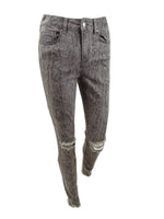 Rewash Juniors' Stevie Ripped Printed Skinny Jeans Gray Pigment Size 1