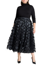 ELOQUII Women's Plus Size Dimensional Dot Full Skirt - 26, Black Onyx