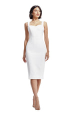 Dress the Population Women's Nicole Sleeveless Bodycon Stretch Midi Sheath Dress, Off White, X-Large