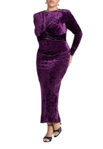 ELOQUII Women's Plus Size Twist Bodice Velvet Maxi Dress - 26, Magnificent Purple