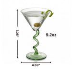 Spiral Stem Martini Glasses Set of 2, 9.2oz 7.05" Green